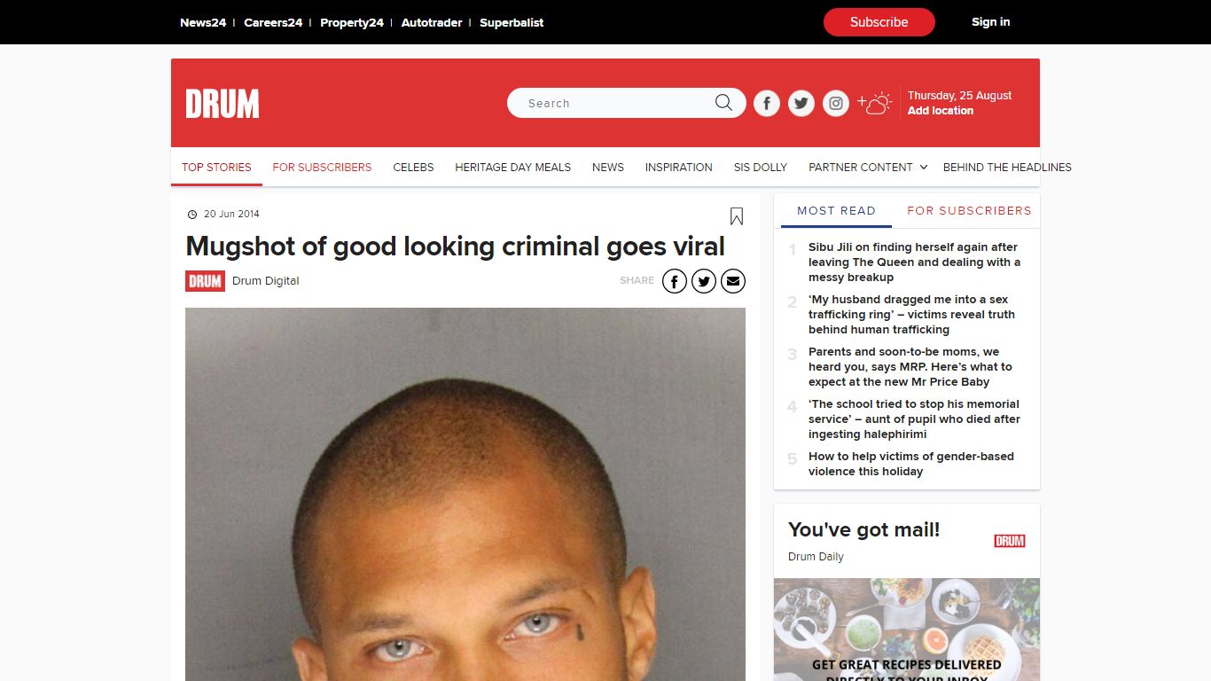 Mugshot of good looking criminal goes viral | Drum